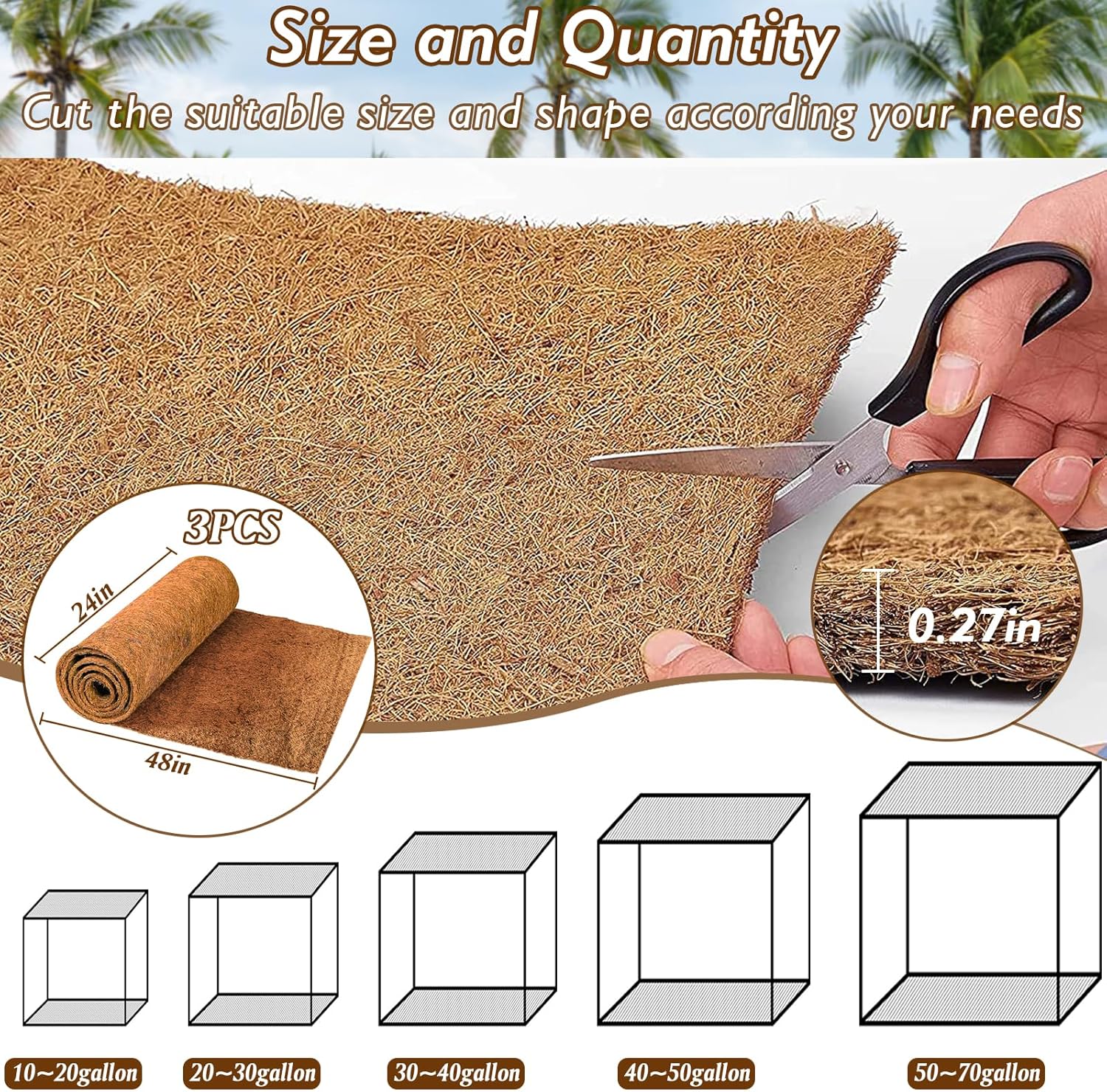 3 Rolls Reptile Carpet, 24x48i - Substrate Coconut Fiber 评论和价格