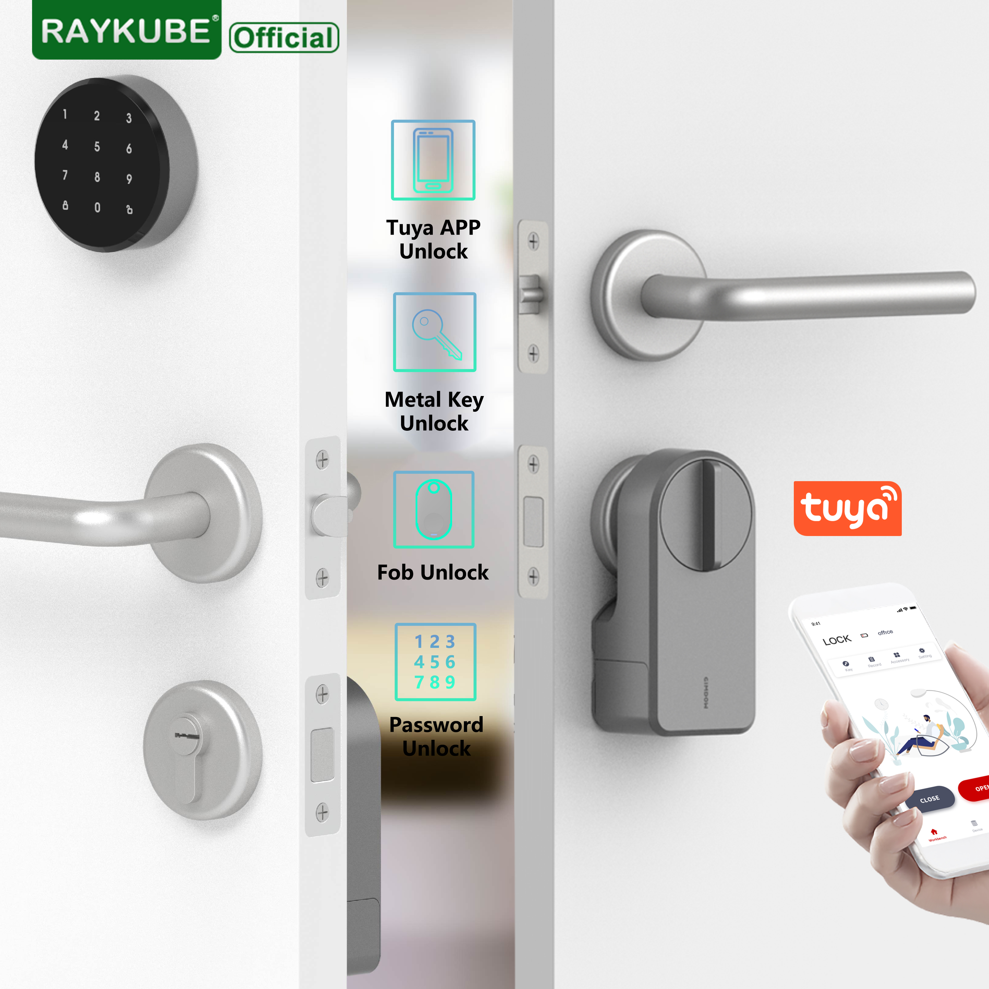 RAYKUBE A1 Pro Tuya BEL Smart  - Glass Door Hinge 评论和价格