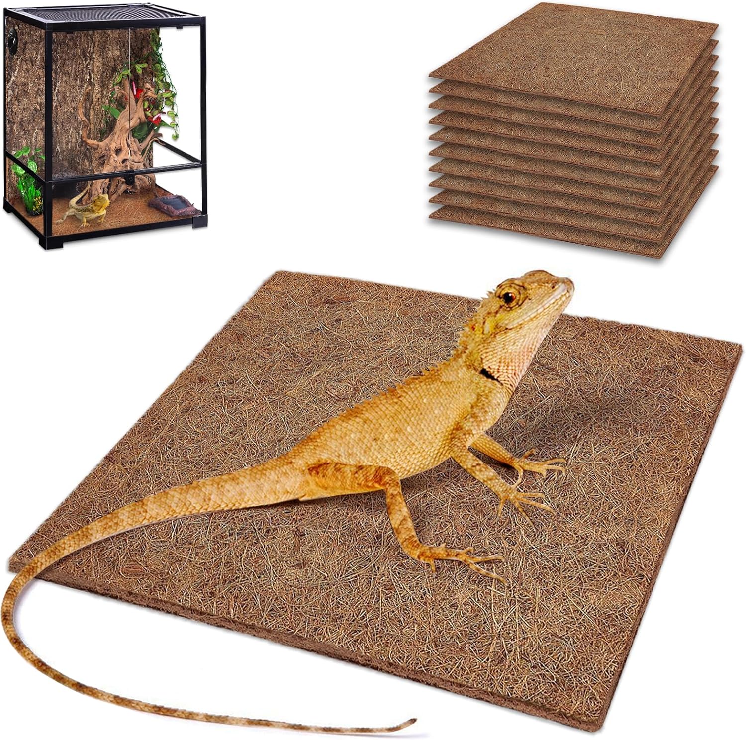 10 Pcs Reptile Carpet, 12x12 i - Substrate Coconut Fiber 评论和价格