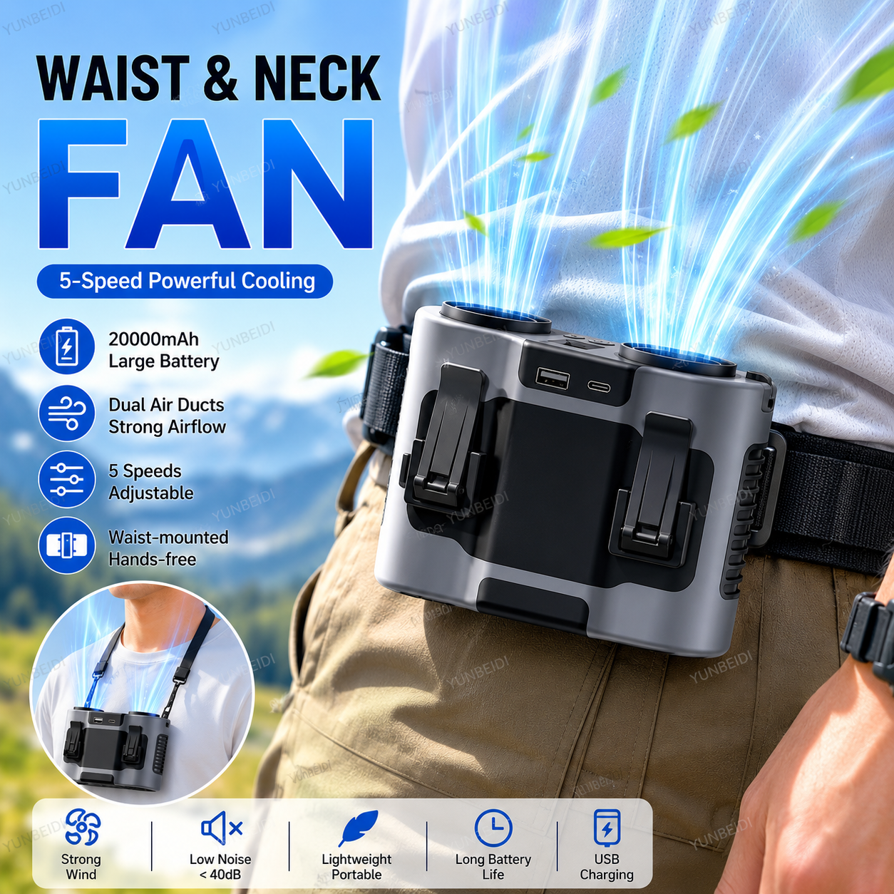 Portable Waist Clip Fan Mini U - Timer Dual Outlet 评论和价格