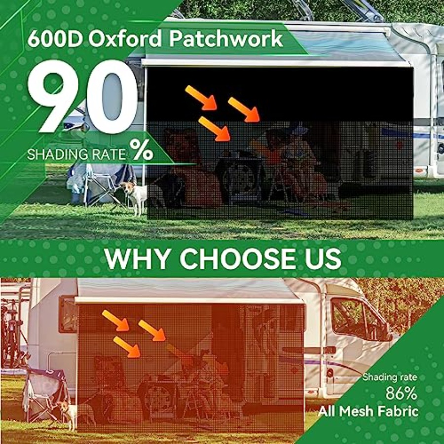 RV Awning Shade Screen 9' x 15 - Screen Top Mesh 评论和价格