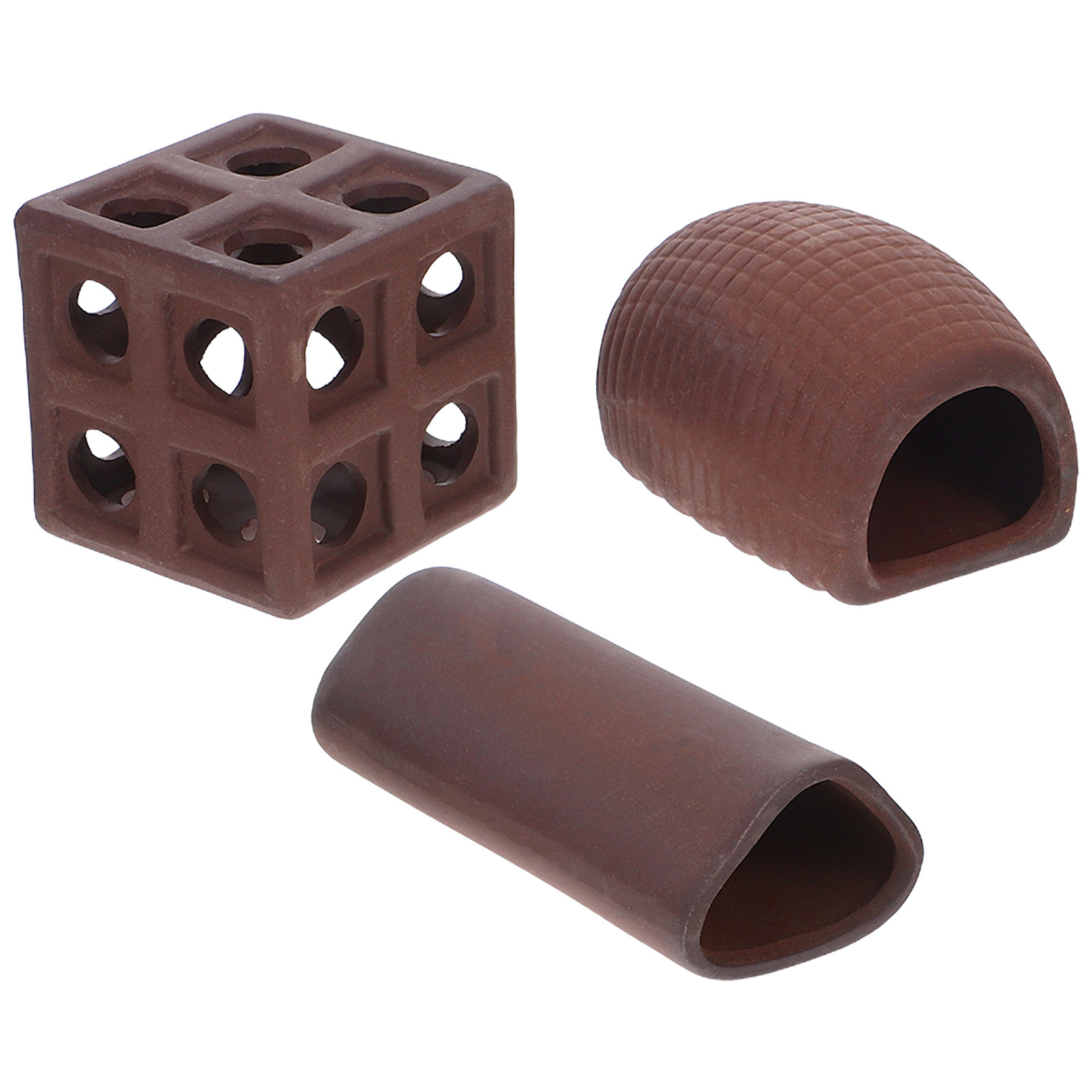 3Pcs Aquarium Decorative Rocke - Hide Cave Ceramic 评论和价格